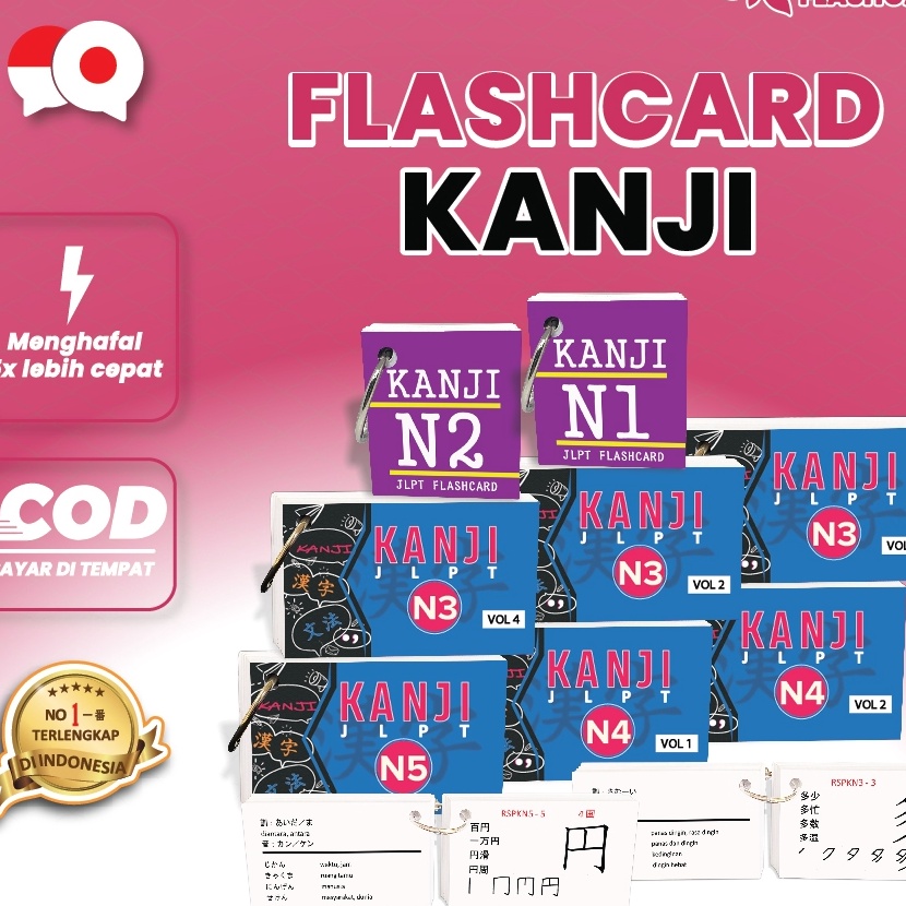 Special FLASH CARD KANJI CARD JLPT N5 N4 N3 N2 N1 NATTESJTEST Japanese ...