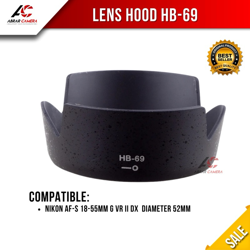 Lens Hood HB-69 for Lenshood Nikon AF-S 18-55MM G VR II DX 52MM ...