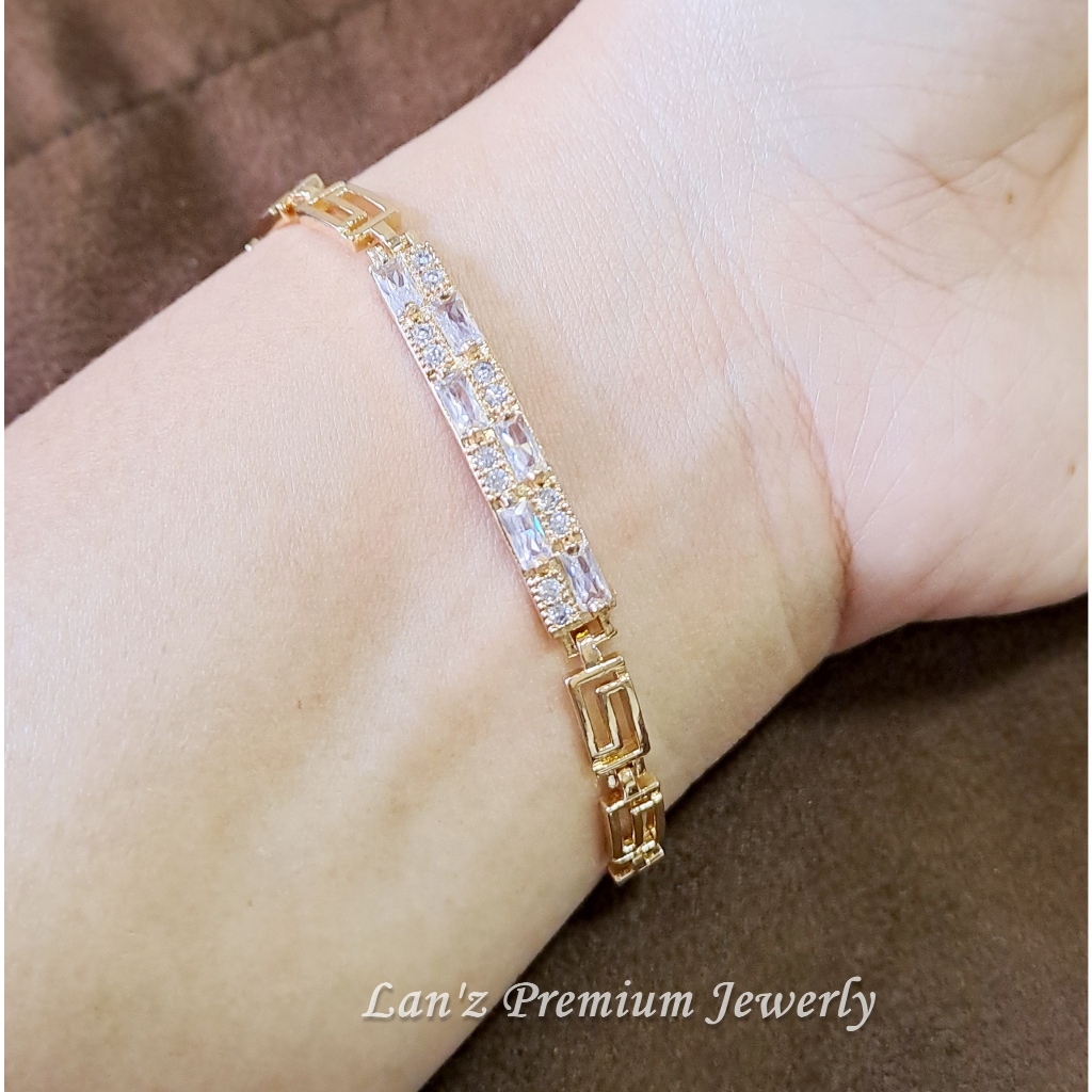 Fendoy Titanium Gold Silver 22K Square Crystal Bracelet Titanium ...