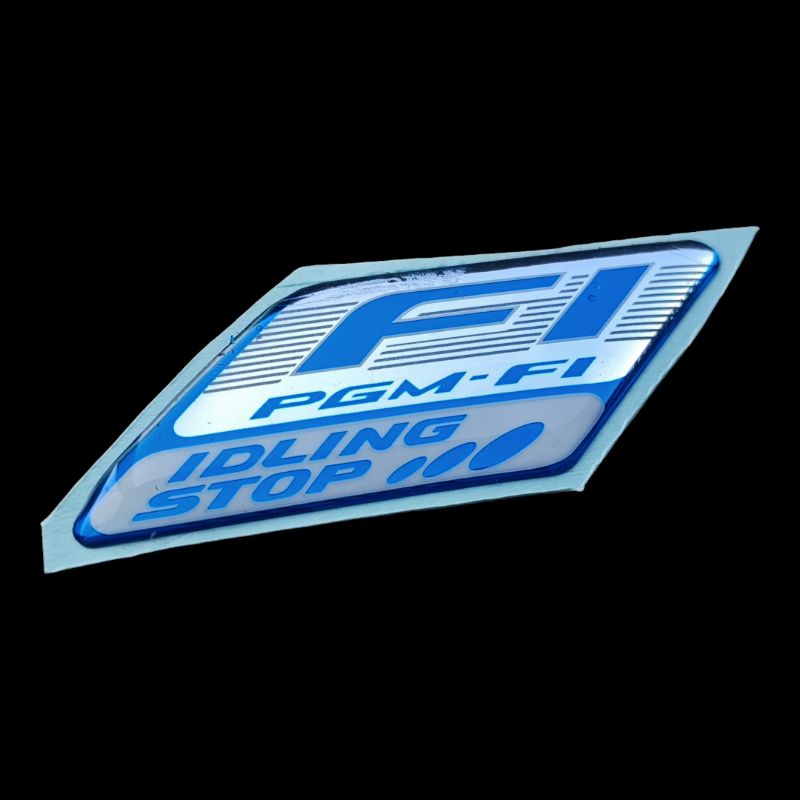 Sticker Embossed sticker resin FI PGM-FI IDLING Motorcycle STOP Blue ...