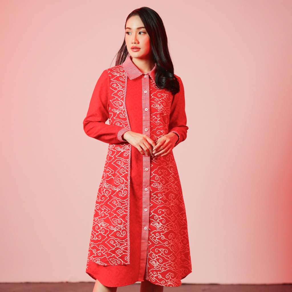 Batik Sogan Merdeka Collection Midi Dress Mega Overcast Batik | Shopee ...