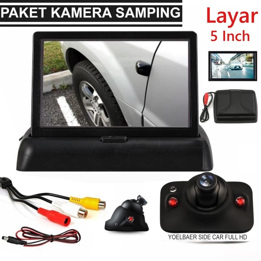 LAYAR Car side camera package with 5 inch folding screen side view ...