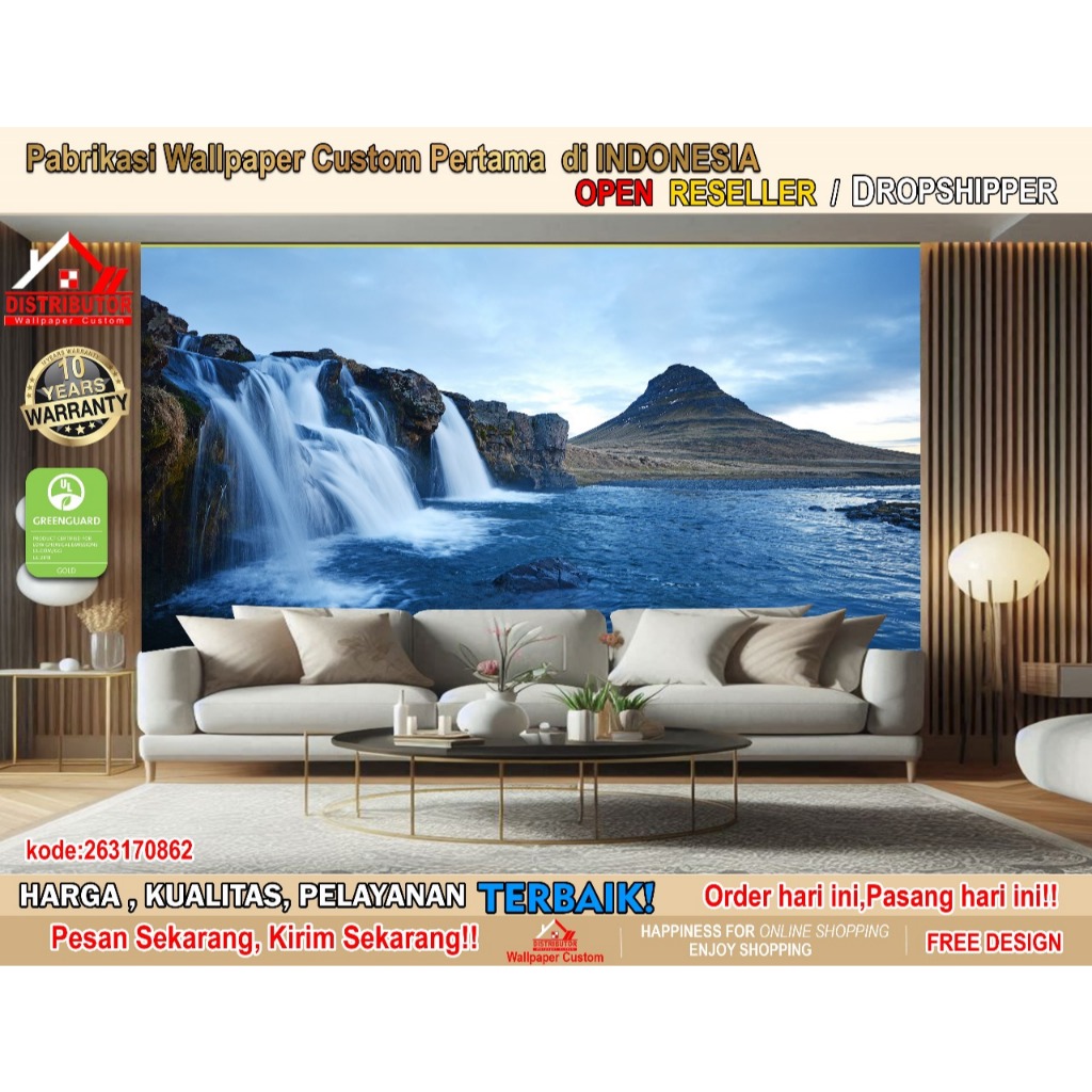 Custom 3D Scenery Wall Wallpaper | Viewing | Waterfall | Waterfall ...