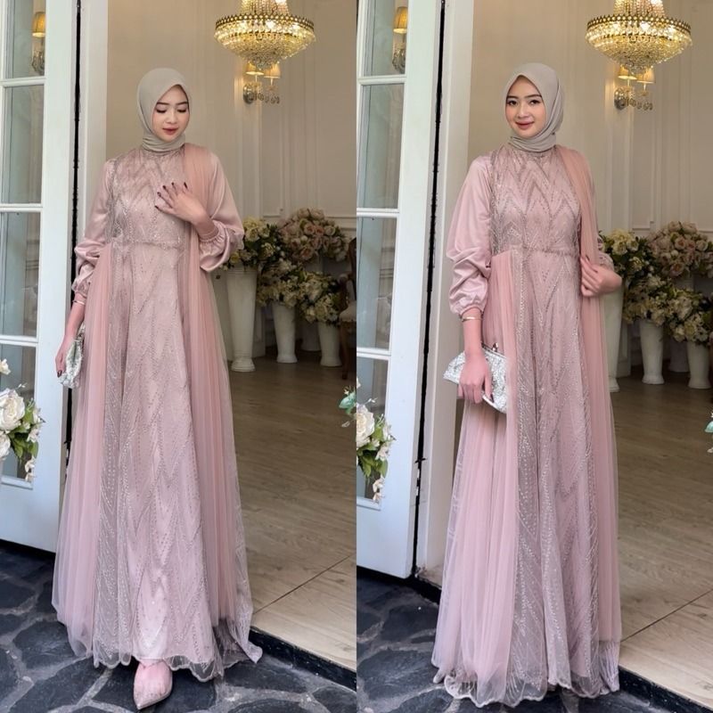 Leya DRESS SET OUTER DRESS SET GRADUATION DRESS SET PREWEDDING DRESS SET  MUSLIMAH BRANISMID DRESS ONE SET LUXURY PARTY DRESS ONE SET | Shopee  Malaysia