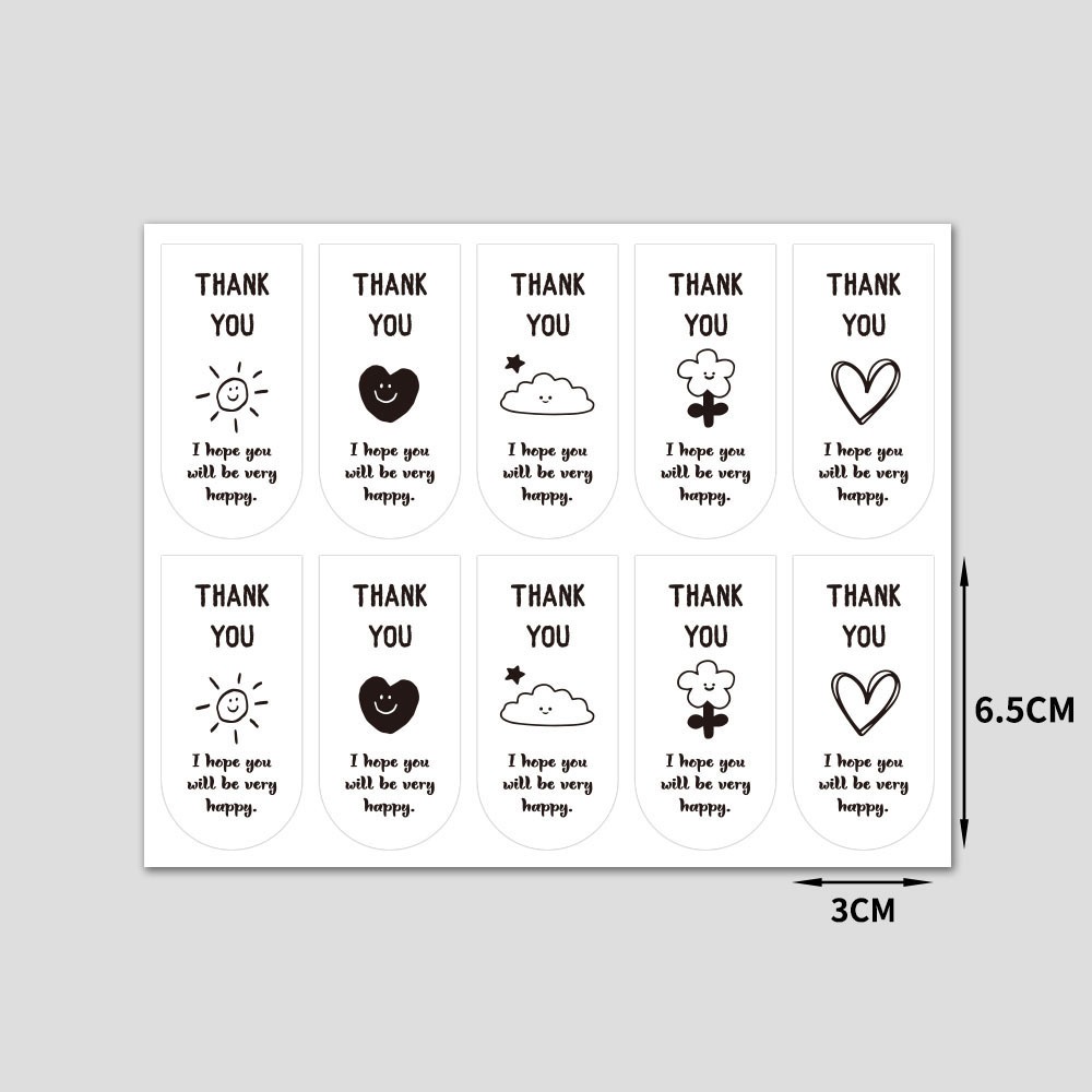PUTIH Thank You Sticker THX White Label Sticker Box Sticker Label ...