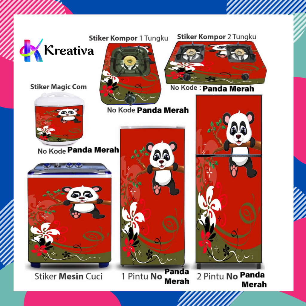 MERAH Red panda 1-door And 2-door Refrigerator Stickers | Shopee Malaysia