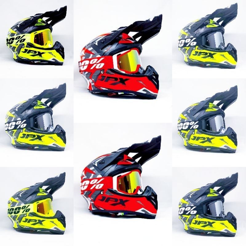 Jpx CROSS FOX 1 Full Face Helmet Motif X35 plus GOGGLE 100% GS | Shopee ...