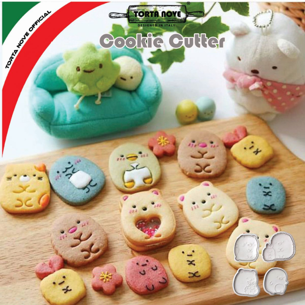 4pcs Cookie cutter stamp set Round Character SUMIKKO GURASHI Cute