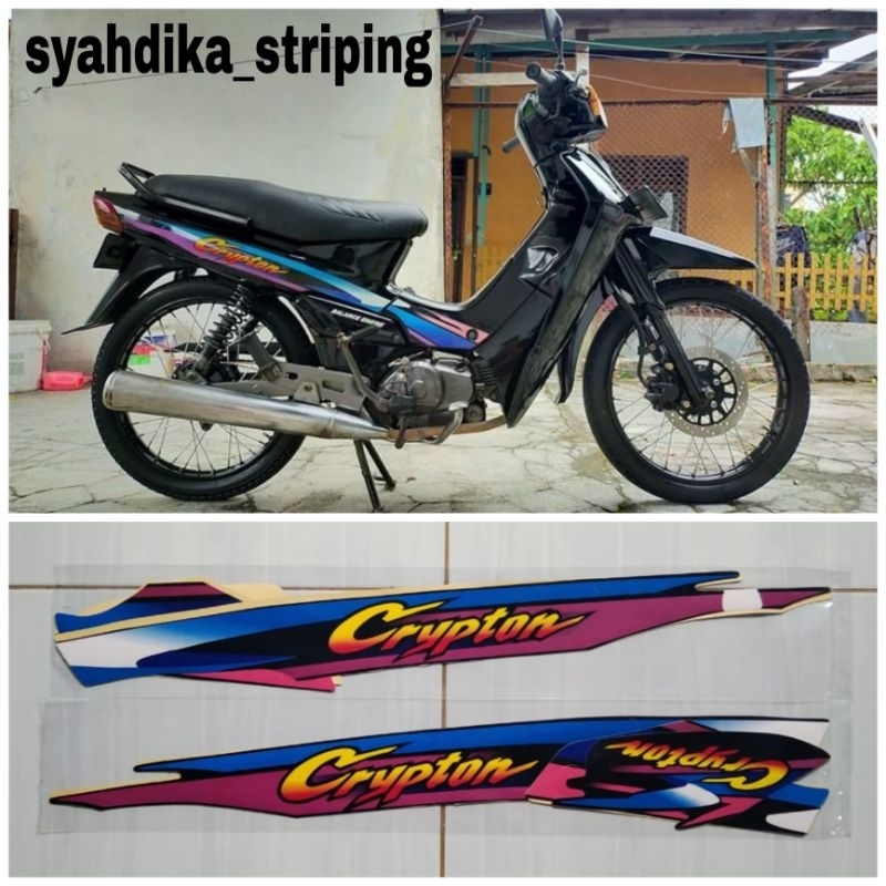 HITAM Yamaha CRYPTON CRIPTON BODY Trim STRIPING Sticker 1997 1998 Black ...