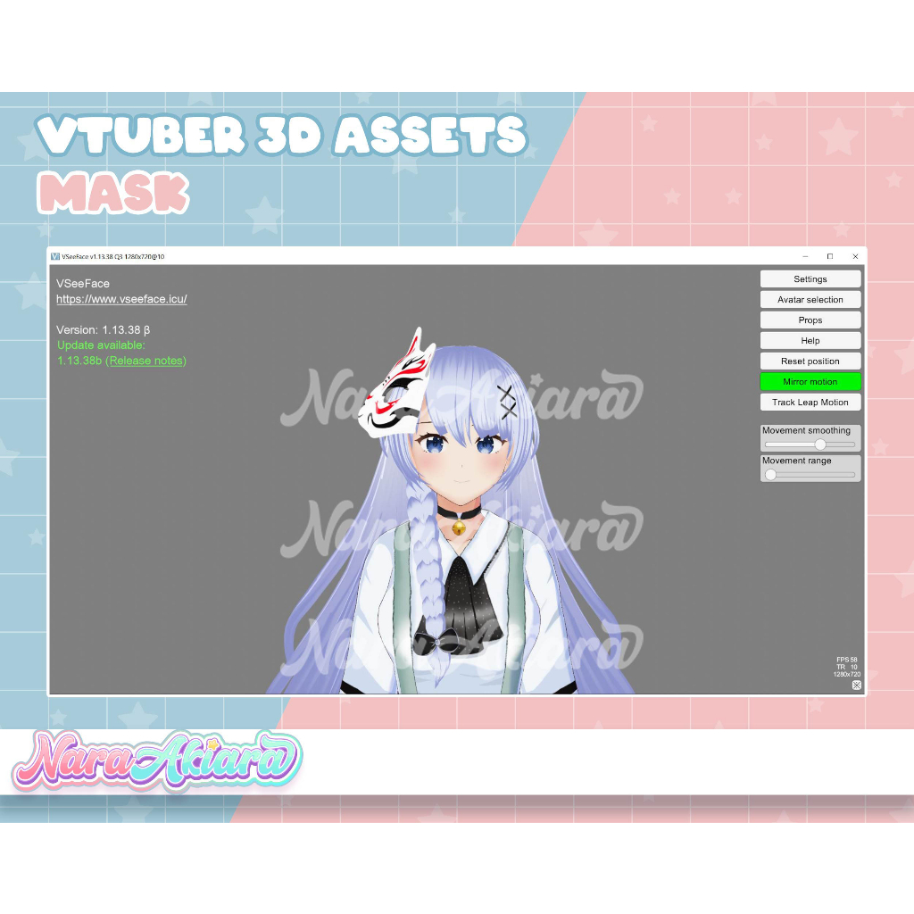 Cool Masks For 3D Vroid Streaming Characters, Attractive Virtual Masks