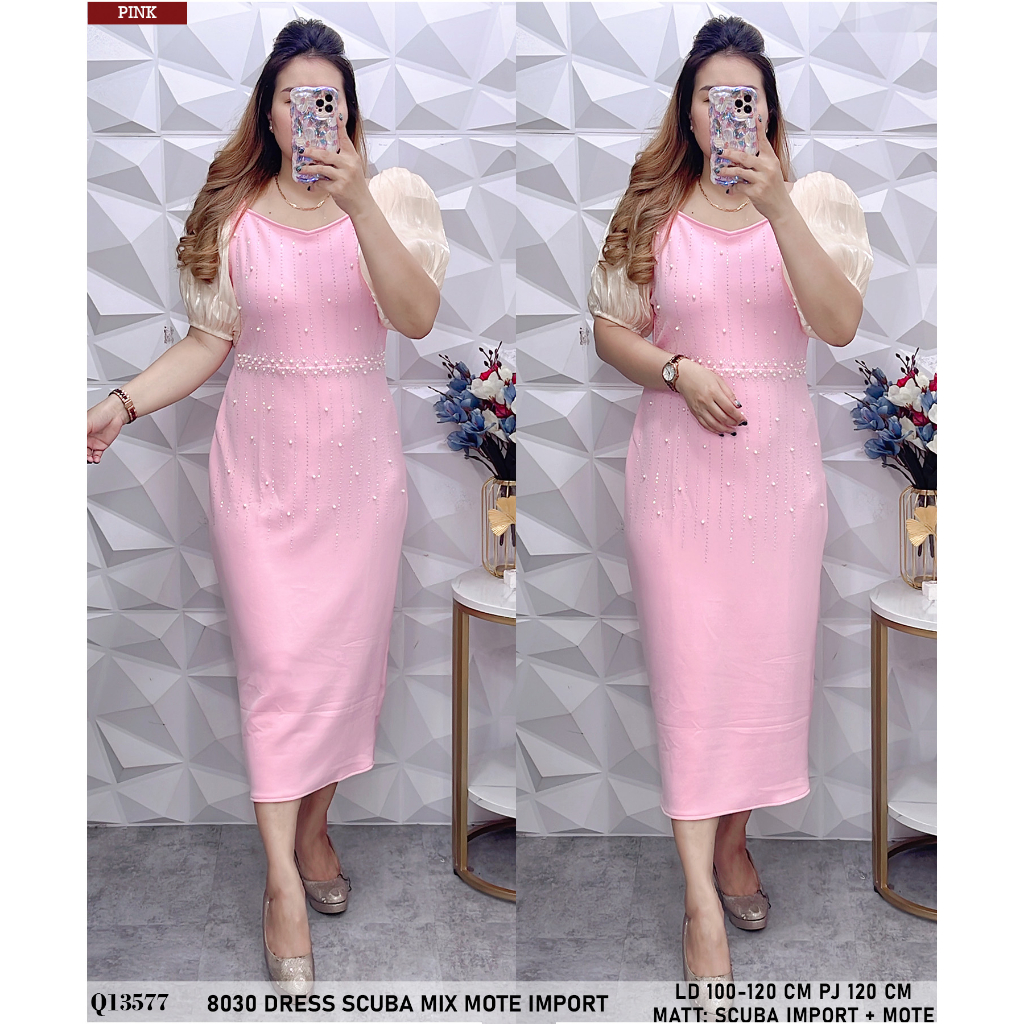 8030 Thick SCUBA DRESS Combination MOTE With Hand ORGANZA IMPORT Q13580 Shopee Malaysia