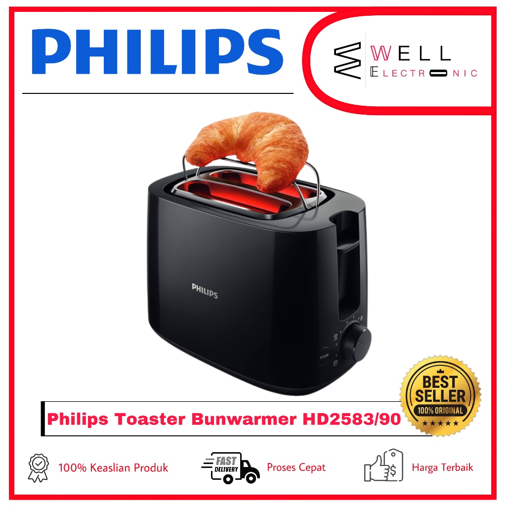 Philips TOASTER HD2583/90 BUNWARMER TOASTER HD 2583 WITH SANDWICH RACK