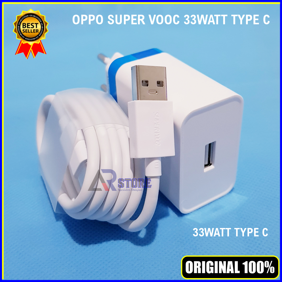 Charger Casan OPPO Super VOOC 33W Reno 7 7z 8 8z 8T A38 A57 A58 A74 A76 ...