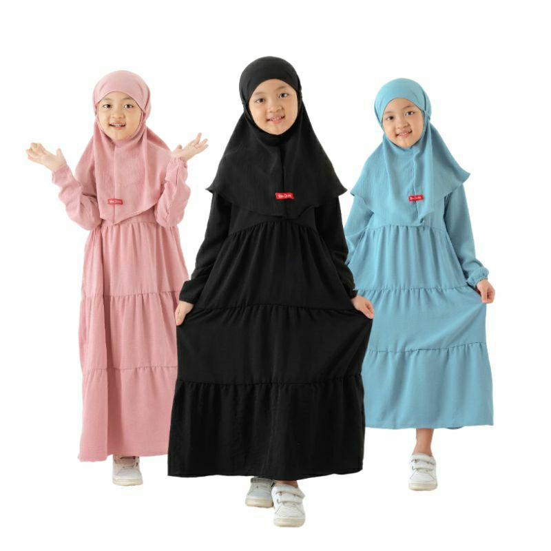 Girls 2-10 Years Old Hijab Hijab Robe Suit Crinkle Airflow Original ...