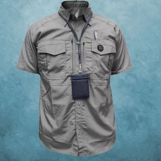 Men's Nylon Quick-Dry Shirt Removable Sleeve Multi-Pockets Cargo