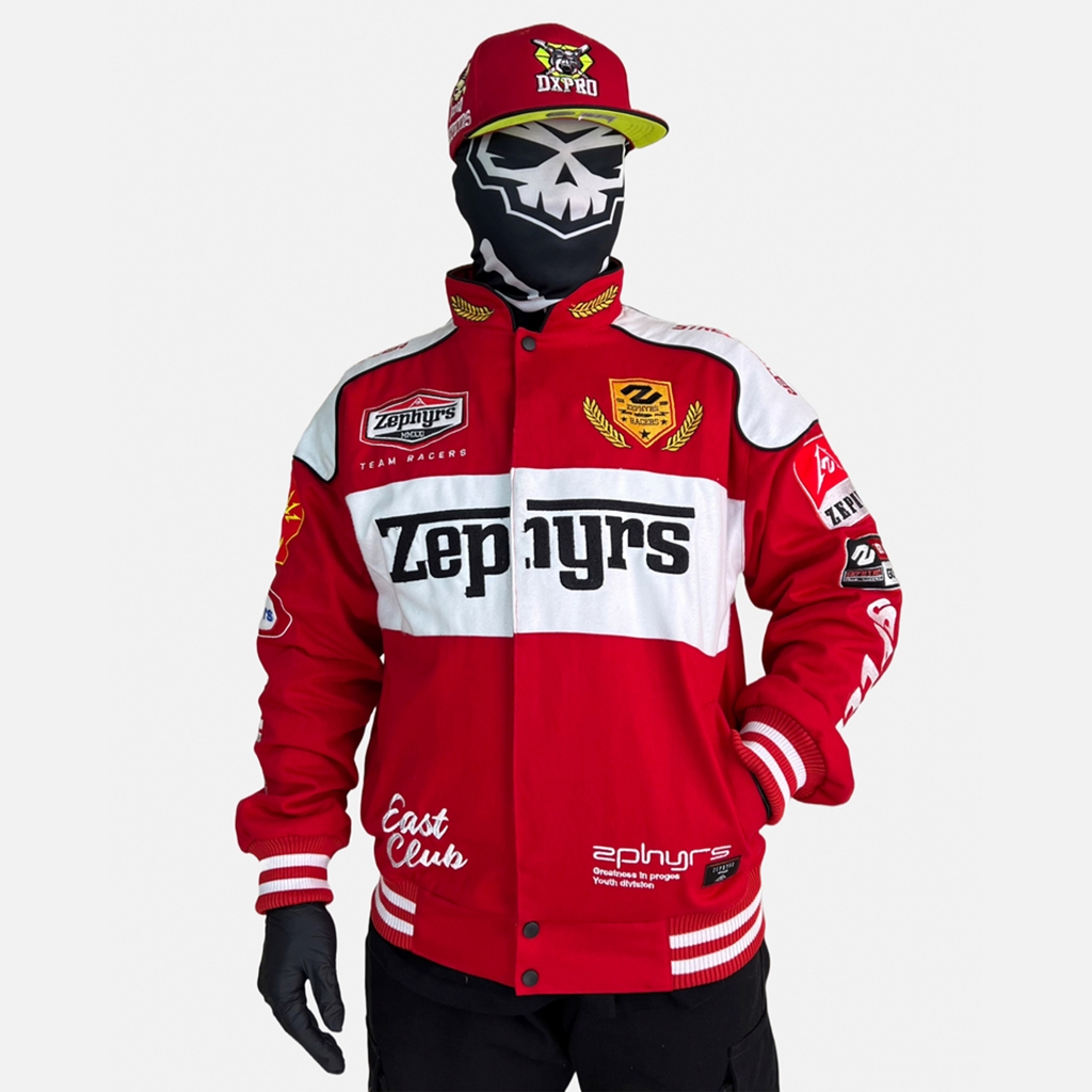 Varsity Jacket Nascar Zephyrs Red Premium Shopee Malaysia
