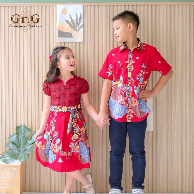 KEMEJA Bbc Red Children's Batik Dress/ Batik Uniform/ School Batik ...