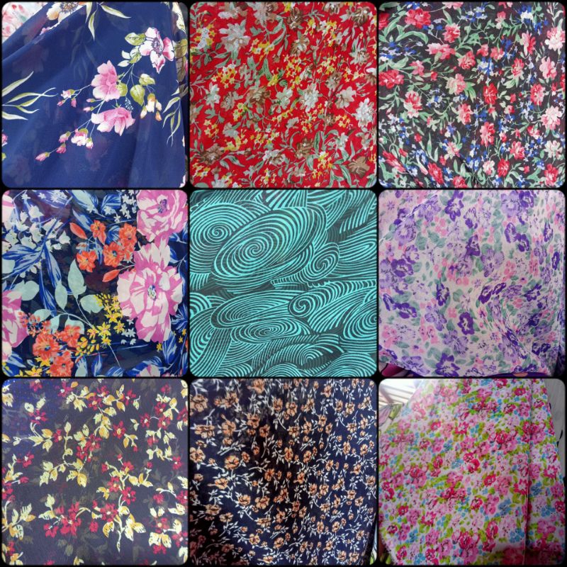 Garment Motif Pleated Chiffon Fabric - MD Garment Motif Chiffon | Price ...