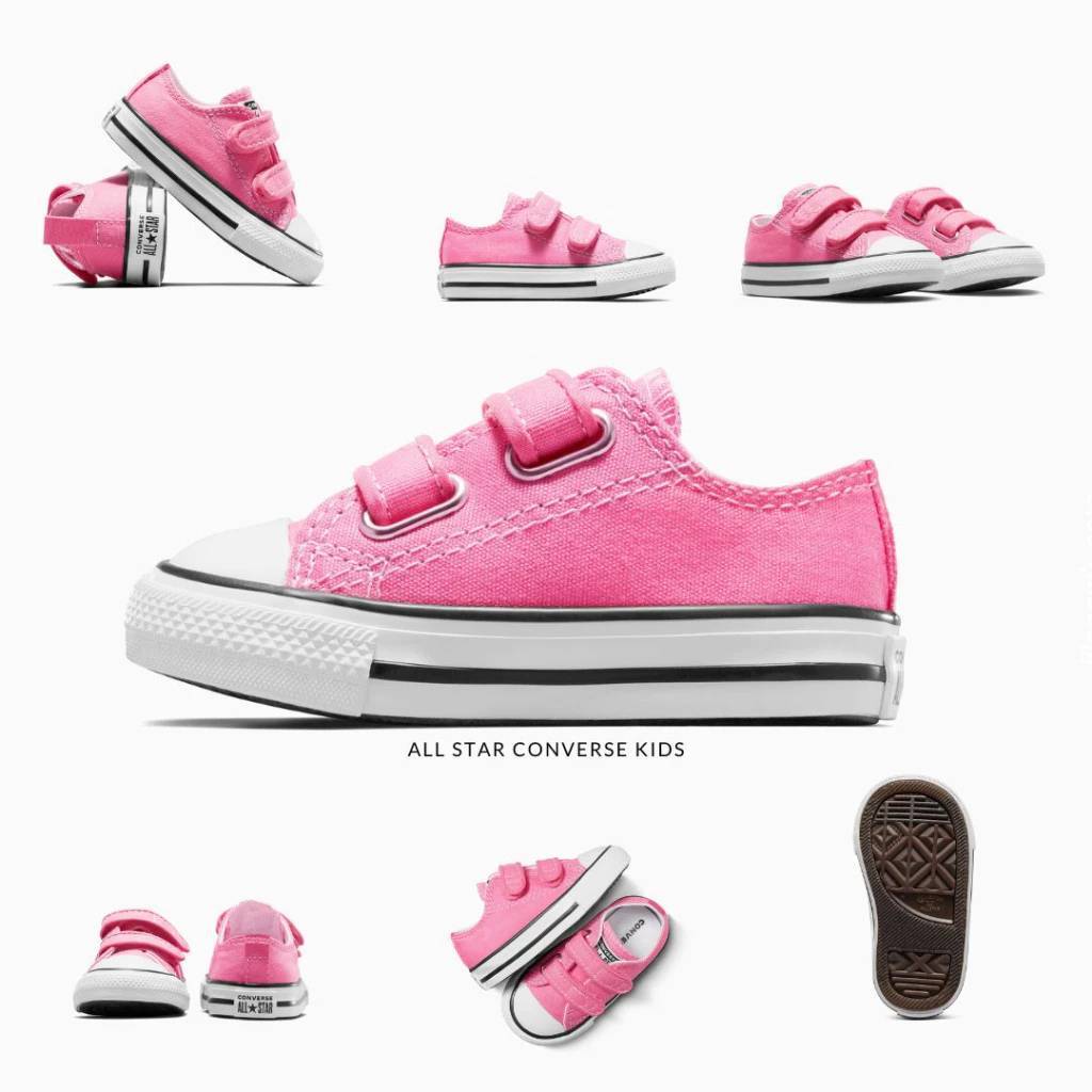 Shoes For Boys And Girls Sneakers Casual Converse All Star Model High Adhesive Strap Short PINK Color