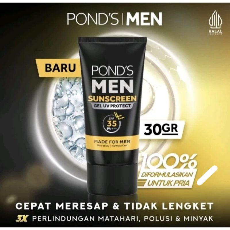 Ponds men sunscreen gel uv protect spf35 PA+++ 30g | Shopee Malaysia