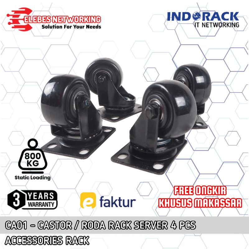 Ca01 - Castor / Wheels 4 PCS Server Rack INDORACK Maximum Load 800KG ...