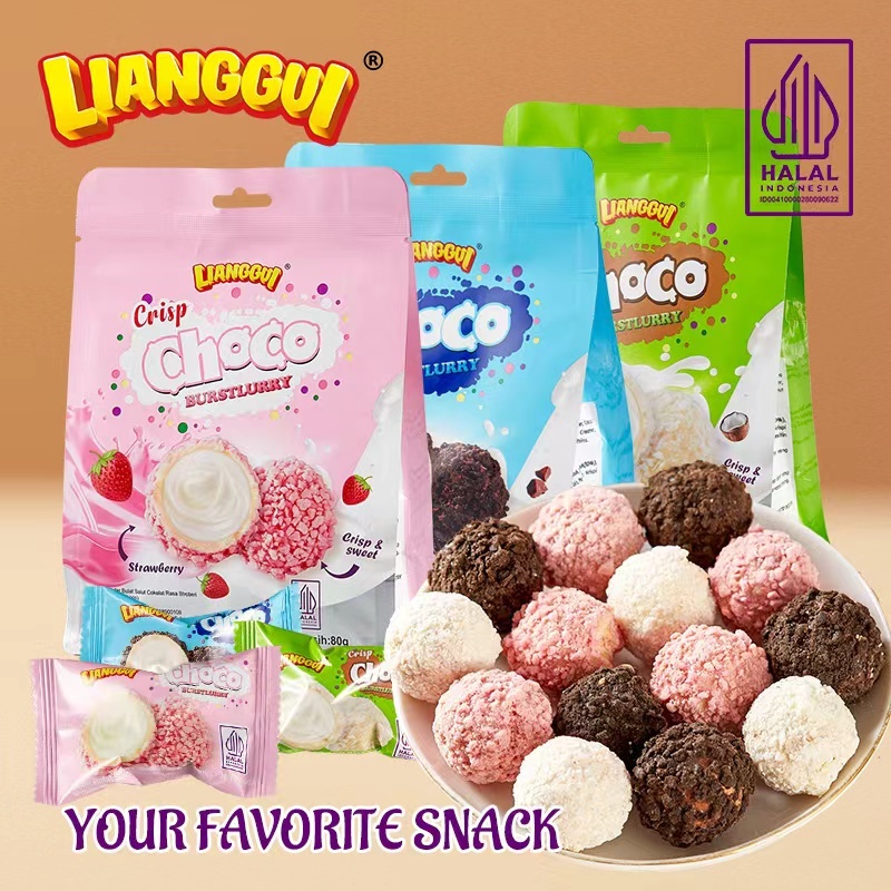 [HALAL] Lianggui Crisp CHOCO Burstlurry Ball Wafer Round Chocolate ...