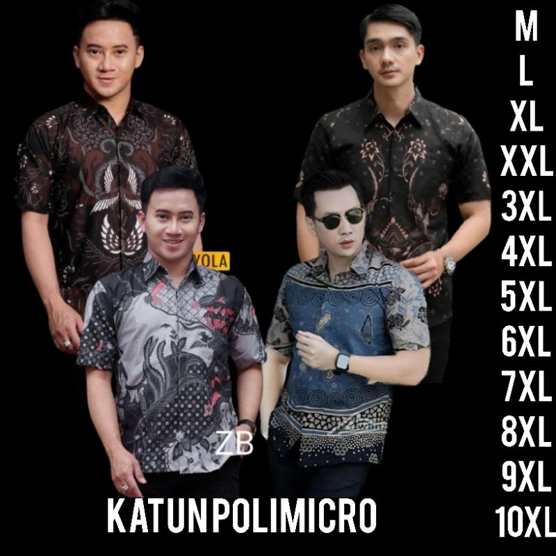 Kemeja Mens Batik Shirt Short Sleeve Big Size Jumbo Sogan3xl4xl5xl6xl7xl8xl9xl10xl 3234