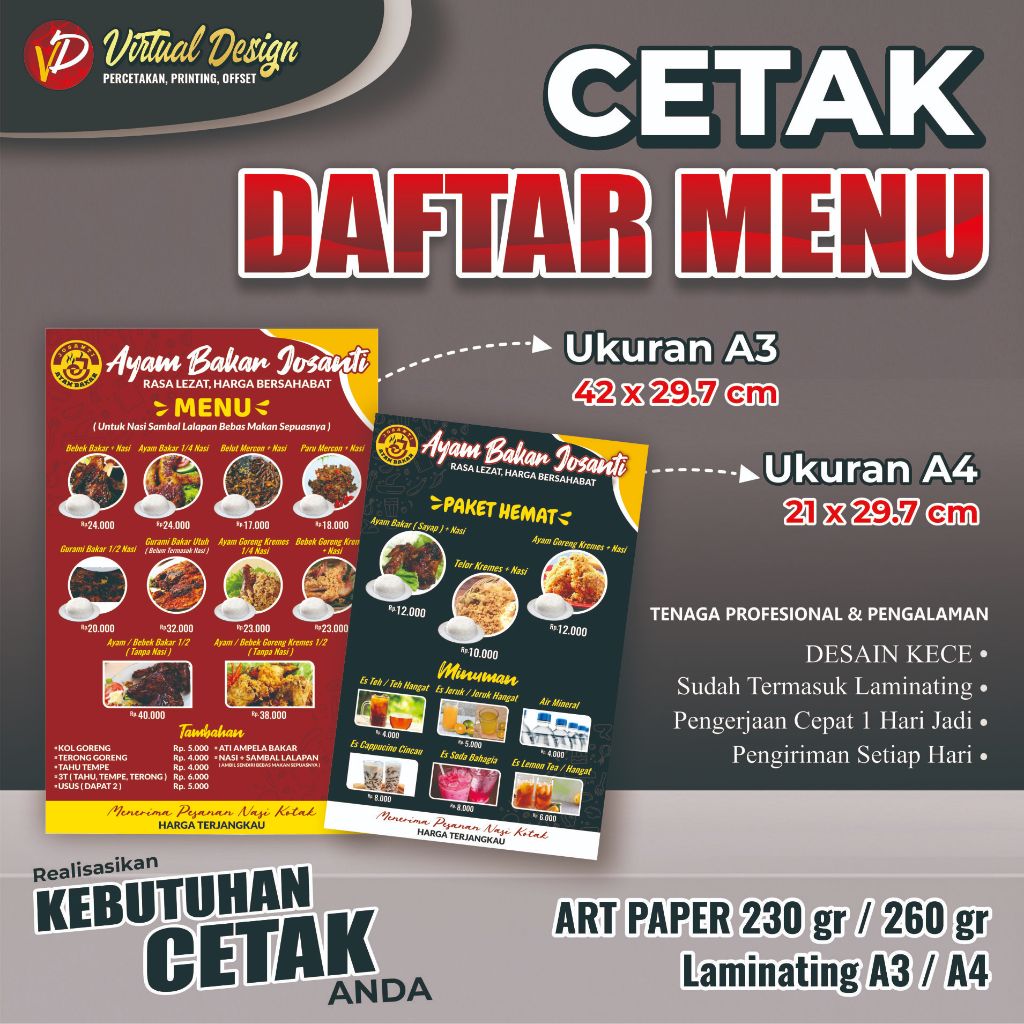 Print MENU List || Fastest And MENU Book | Shopee Malaysia