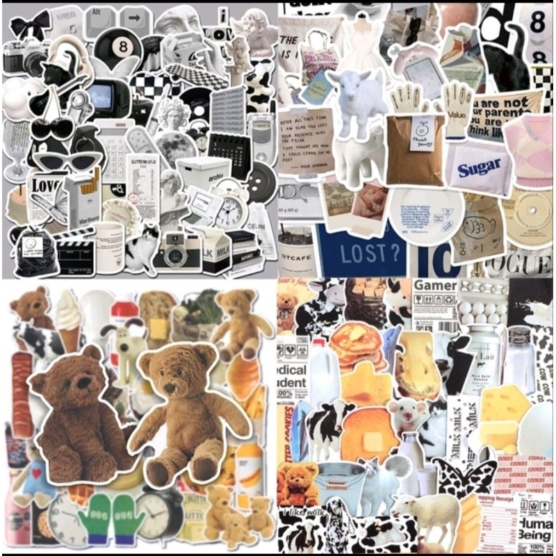 HITAM PUTIH Vintage Korean style stickers/cute stickers/waterproof ...