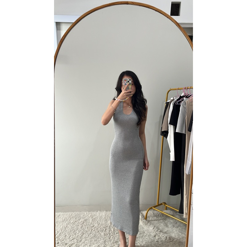 LACHEL Tyra Halter Bodycon Knit Dress Midi Halter Knit Tank Dress | Shopee  Malaysia