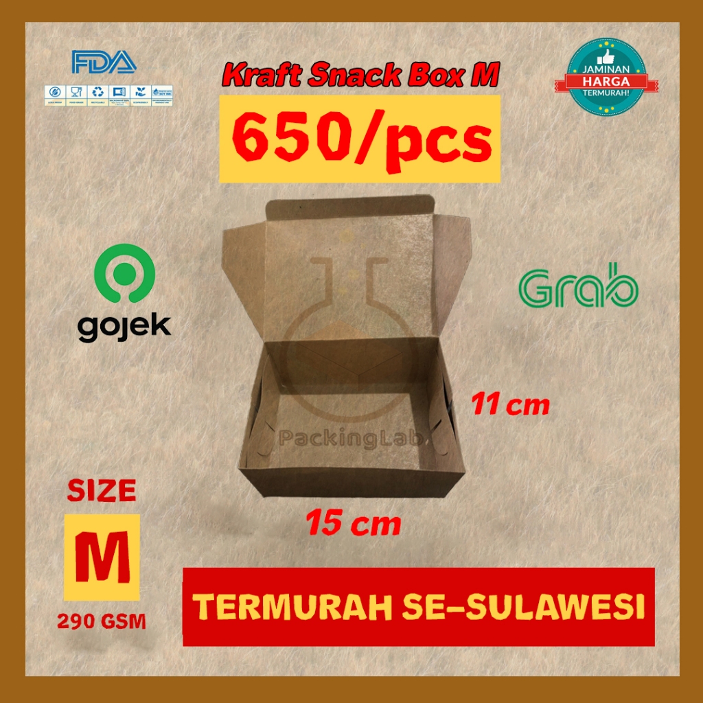 Kraft Snack Box/Kraft Chicken Rice Box/Snack Cake Box Size M | Shopee ...