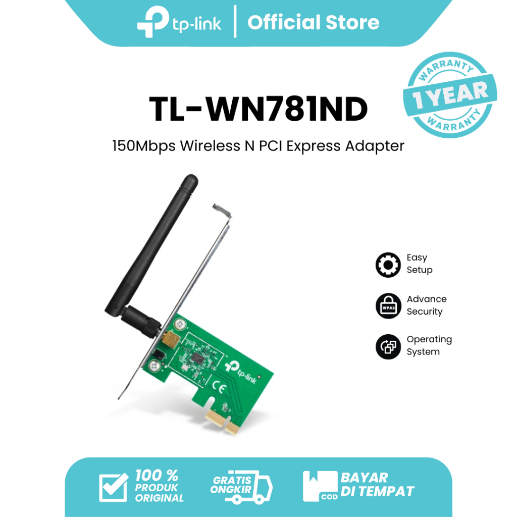 TP-LINK TL-WN781ND | 150Mbps Wireless N | PCI Express Adapter | WPA ...