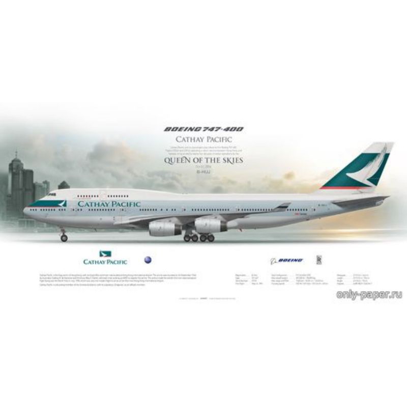 Boeing 747-400 aircraft papercft pattern sheet 144 scale (2OP-Aa12 ...