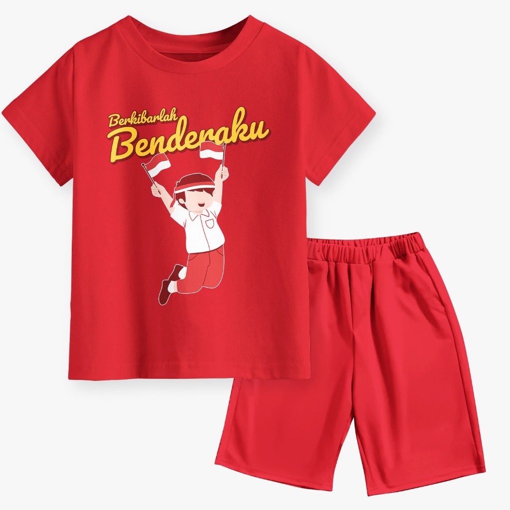 Merdeka Series Children's Short Suit Motif Flying My Flag | Shopee Malaysia