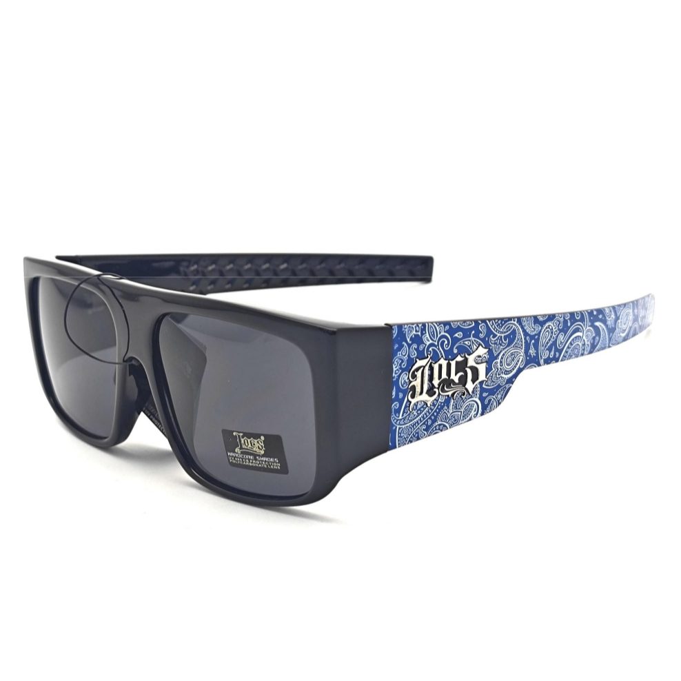 Occhiali Uv400 Policarbonato Occhiali Da Sole LOCS Hardcore - Montatura Nera Plastica, Lenti Scure UV400, Stile Gangster Montatura Nera Con Logo Grande - Foto 12