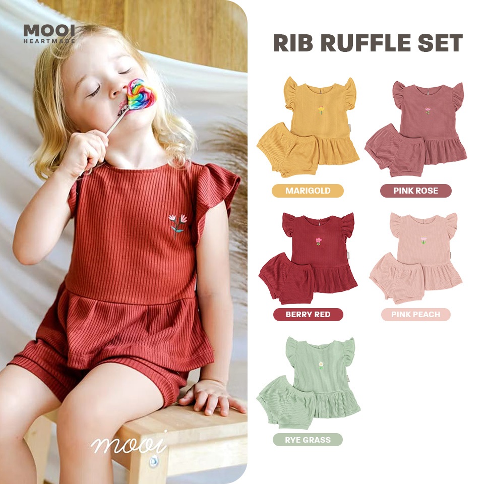 Mooi Girls Rib Ruffle Set | Shopee Malaysia