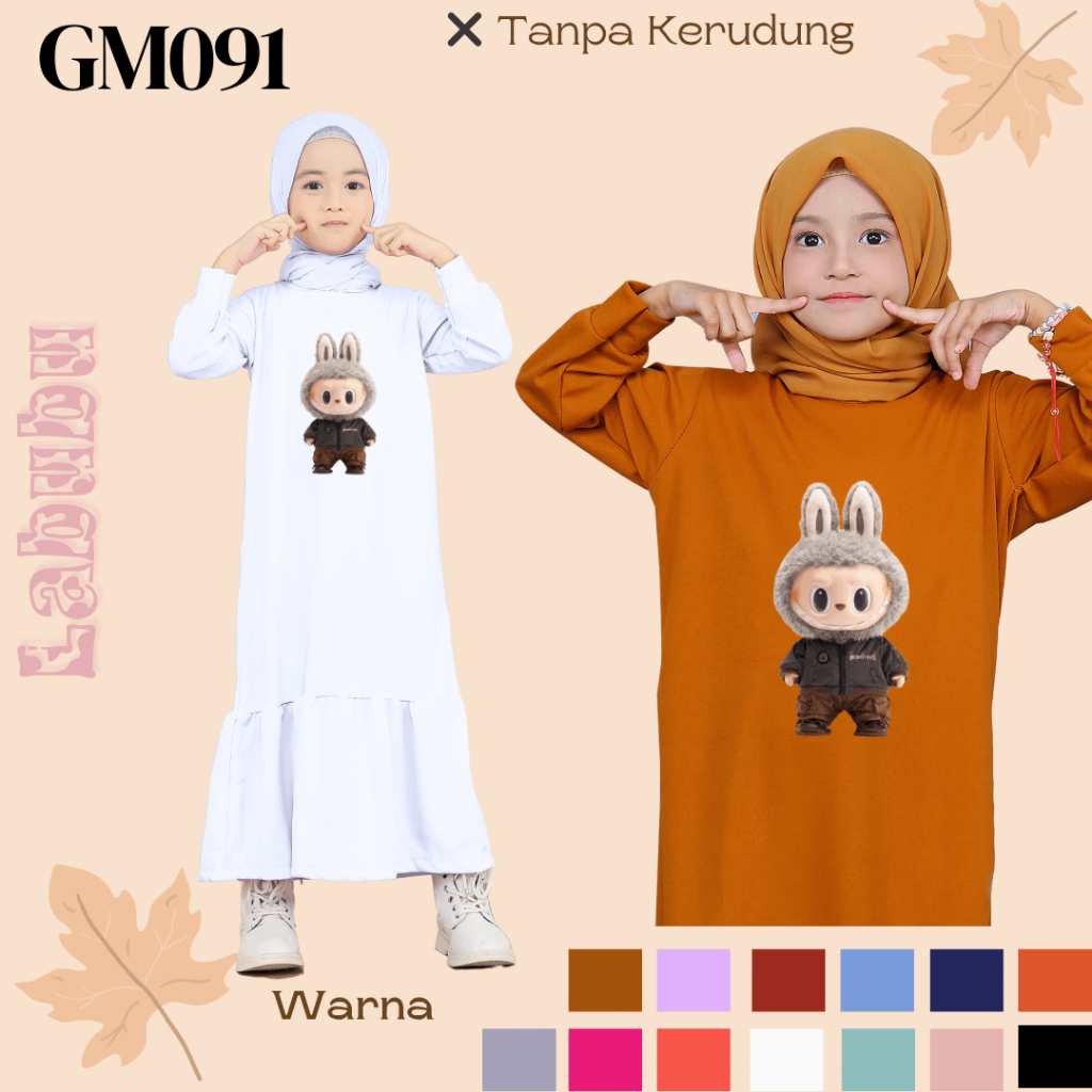 GM091- GIRLS HIJAB GAMIS CLOTHES MONSTER SCREEN PRINTED MOTIF PUMPKIN ...