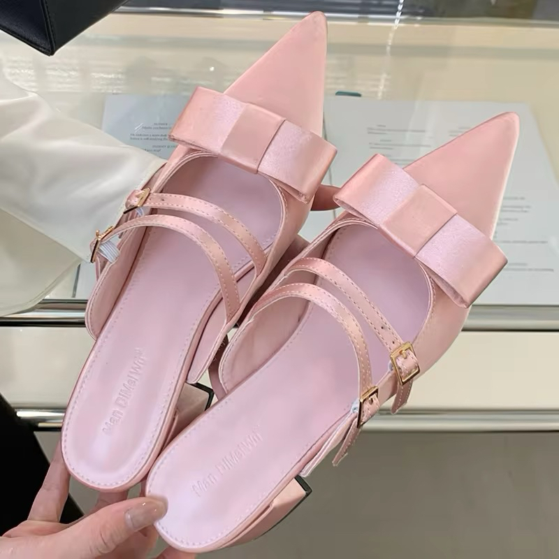 Adk shoes DEPE double buckle ribbon heels for women 5 cm | Shopee Malaysia