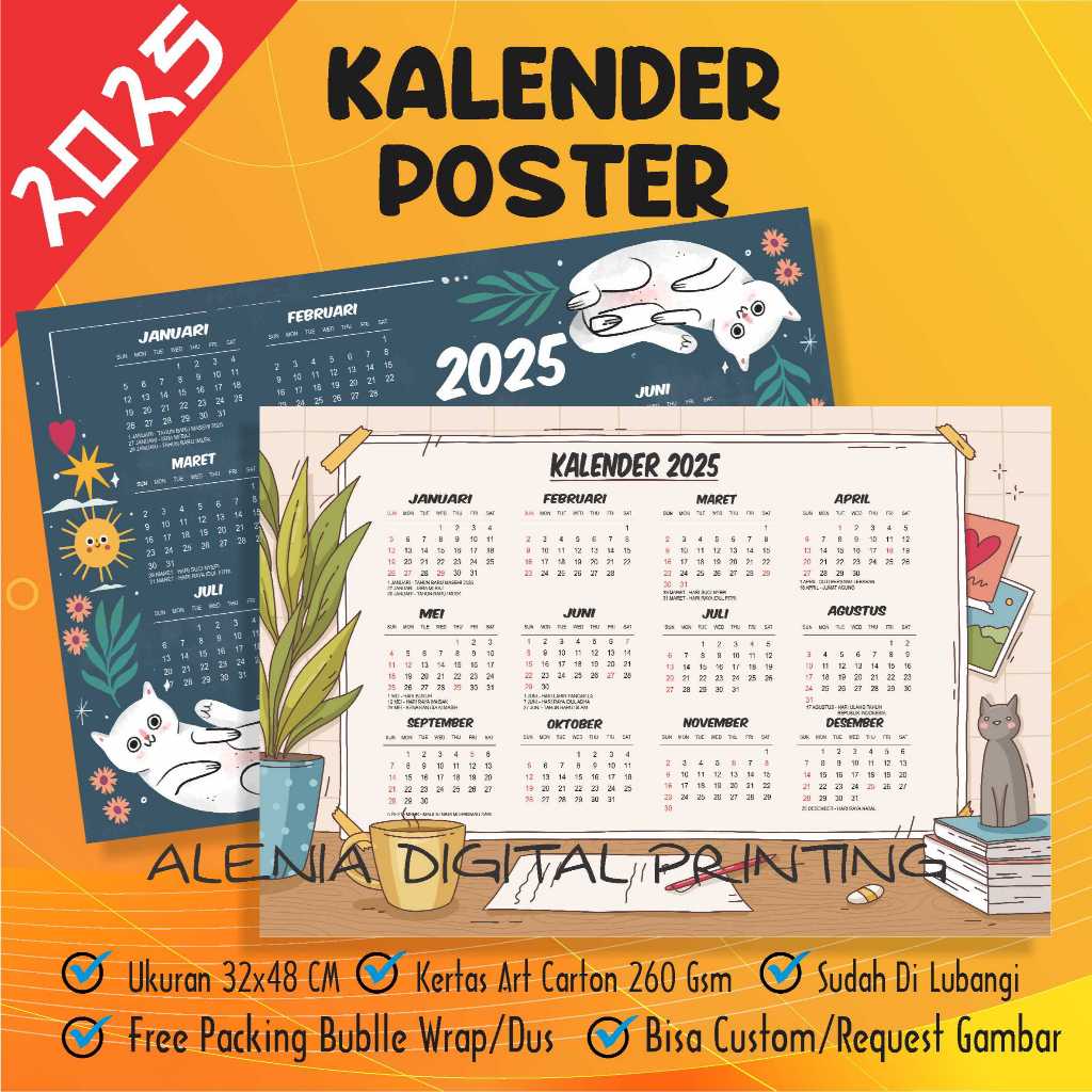 2025 AESTHETIC Poster Calendar / Wall Calendar / A3+ Art Carton 310 gsm