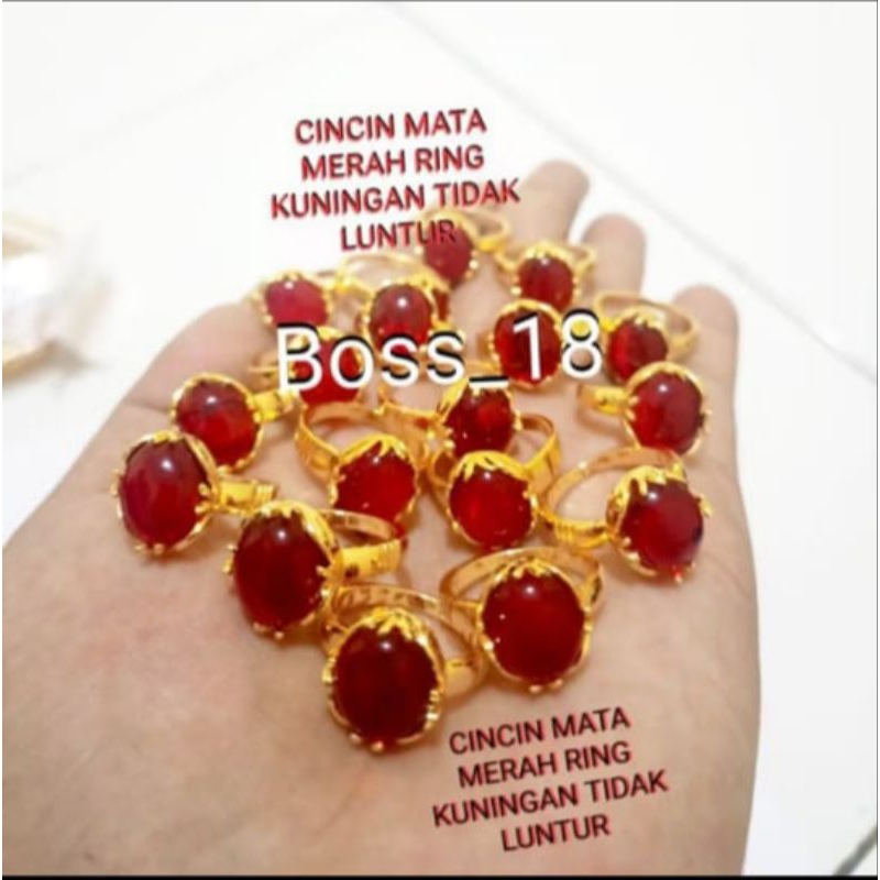 MATA MERAH Genuine gold titanium anti-fade ruby red eye ring, 1pc ...