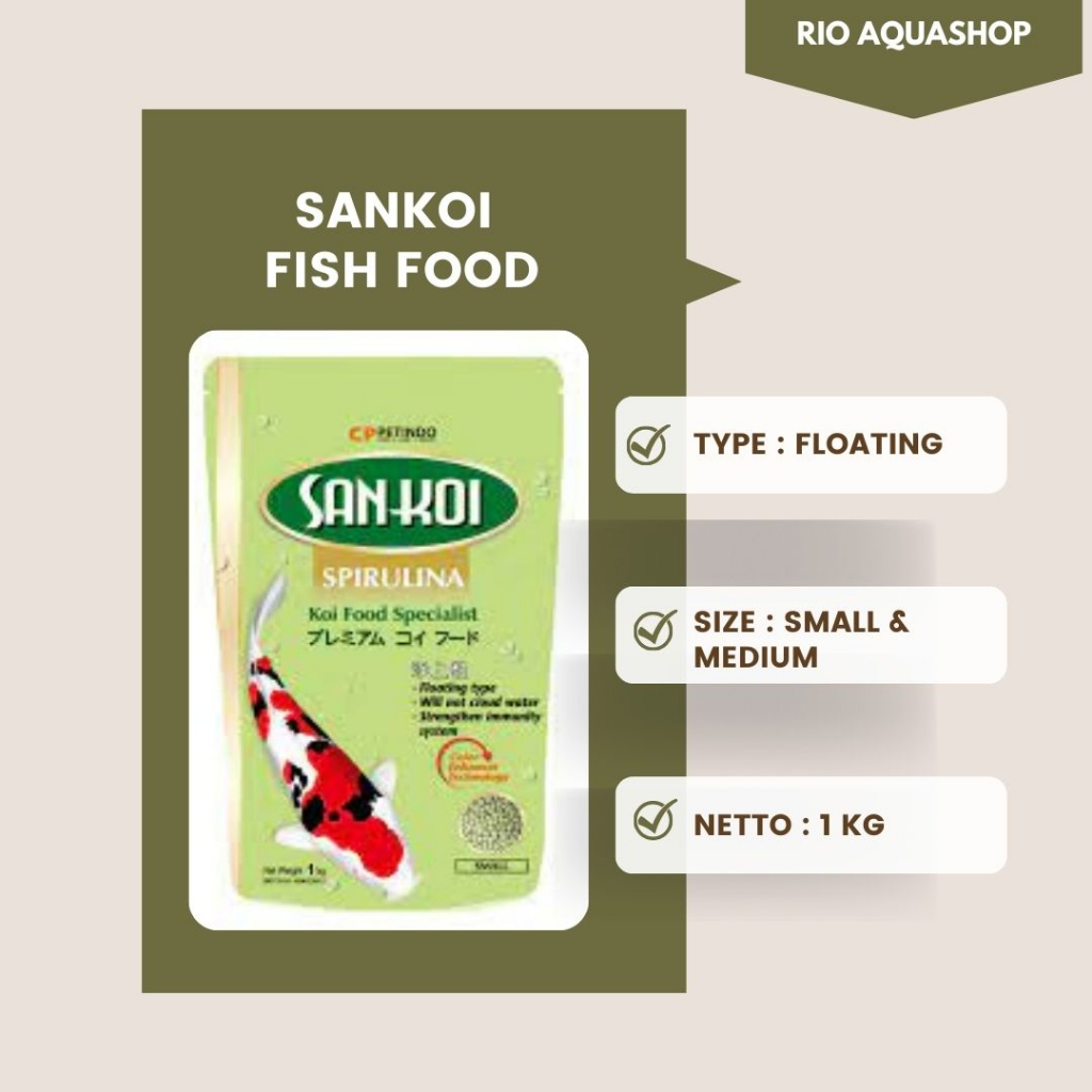 Curated visual reference: Gallery Detail: Sankoi Spirulina Koi Fish Feed 1 Kg