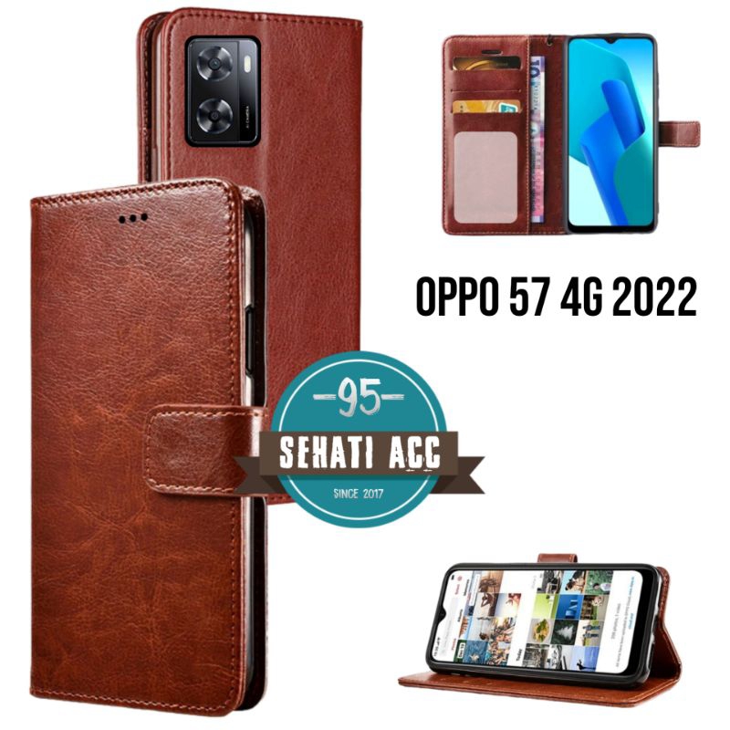 Oppo A57 4G 2022 casing Wallet flip cover leather case Shopee Malaysia