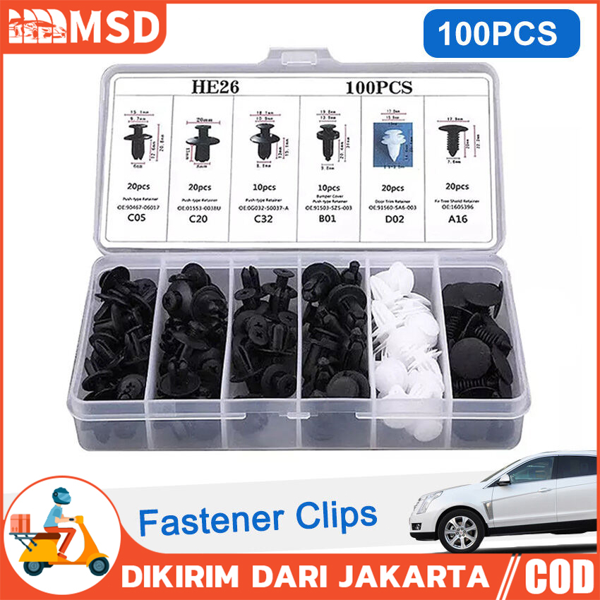 100pcs Car Fastener Clips, 6size Plastic Car Rivets, Universal Bumpers