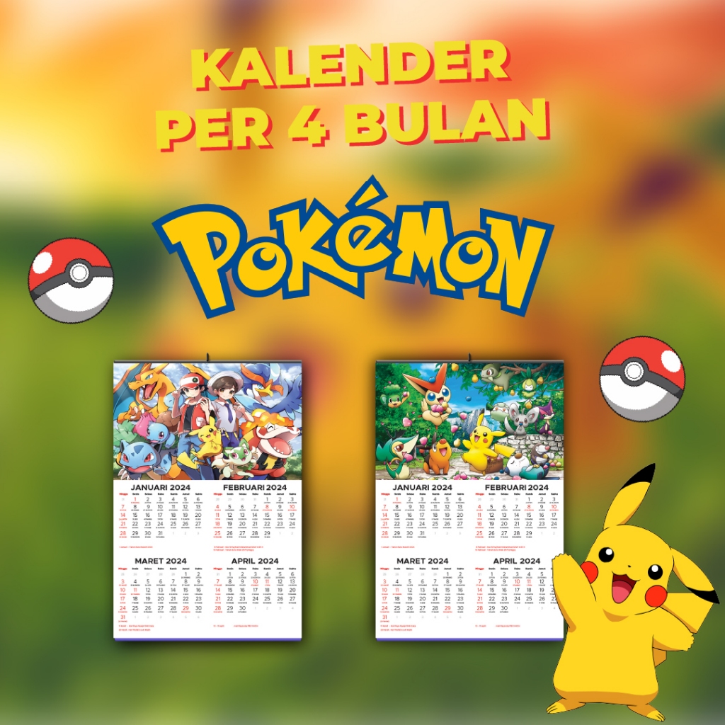 Pokemon Pikachu Wall Calendar 2024 Clamps Shopee Malaysia