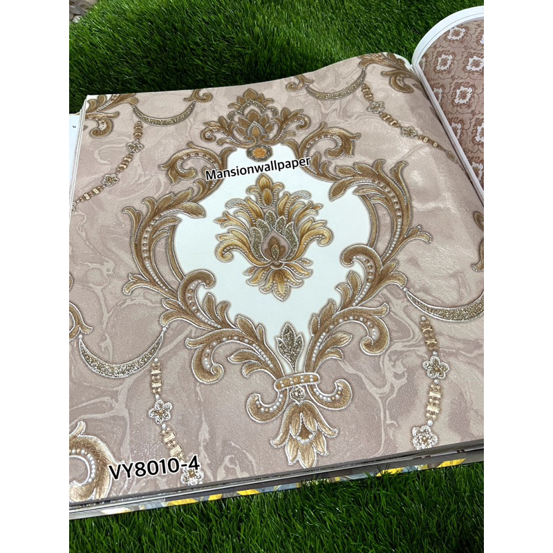 Wall Wallpaper Sultan Classic Wall Chain Emboss Brown Gold Gold Silver ...