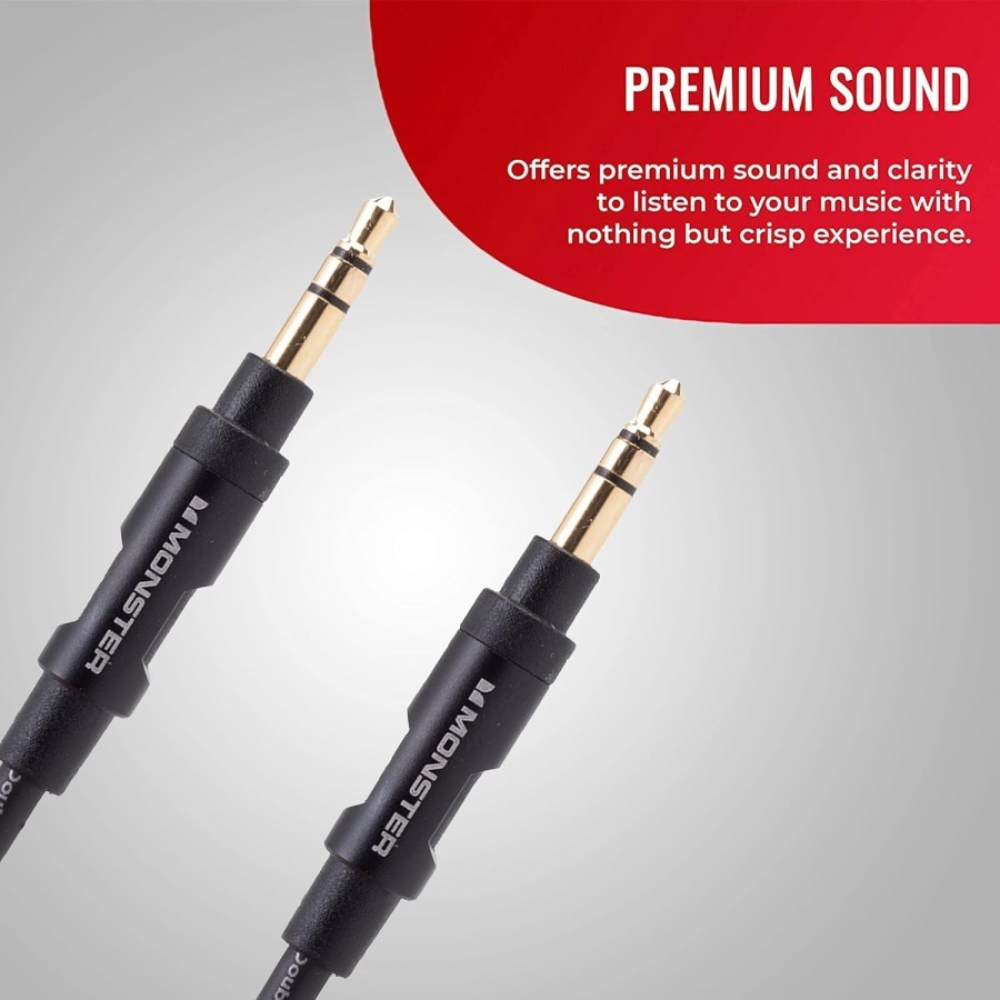 Original Monster Aux Audio Cable 3.5mm Jack HiFi Premium Sound Quality