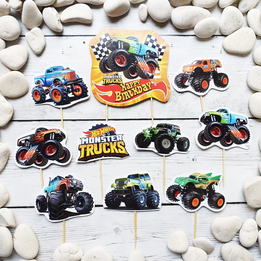 Cake topper Hotwheels Monster Trucks Character Birthday cake topper