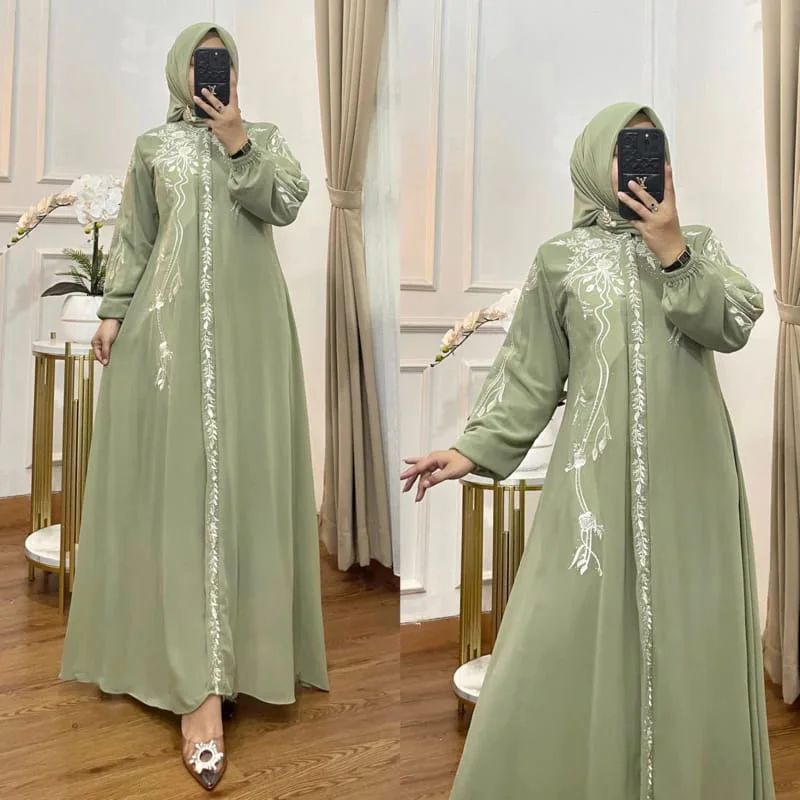 Flower DRESS GAMIS Women Material Brocade BABYDOLL FULL Brocade Pearl ...