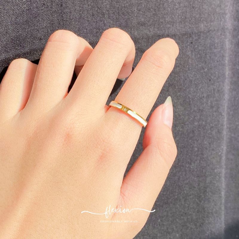 HITAM Flexion White Lulu Titanium Couple Ring Anti Rust/Black/Fading