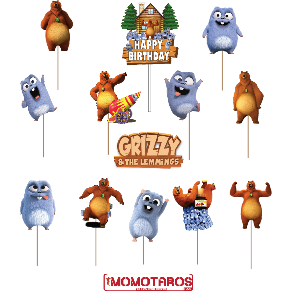 New Grizzy and Lemmings cake Topper contains 13 pcs | Shopee Malaysia
